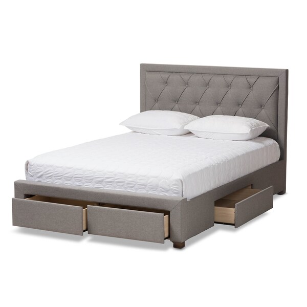 Baxton Studio Aurelie Modern Light Grey Upholstered King Size Storage Bed - 145-8129