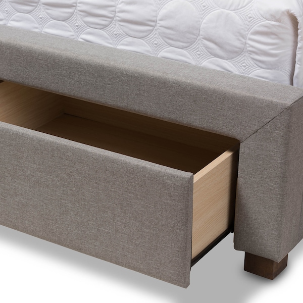 Baxton Studio Aurelie Modern Light Grey Upholstered King Size Storage Bed - 145-8129