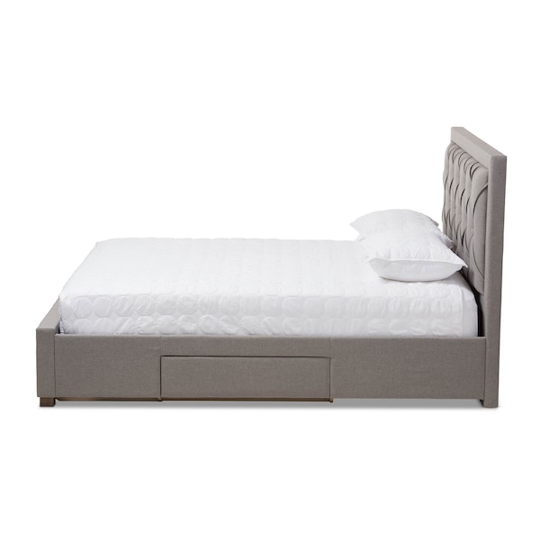 Baxton Studio Aurelie Modern Light Grey Upholstered King Size Storage Bed - 145-8129