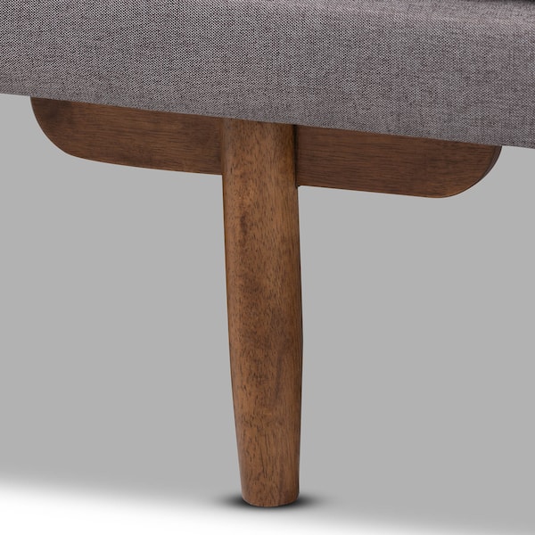 Baxton Studio Marit Mid-Century Grey Upholstered Walnut Finished Wood Daybed - 158-9617