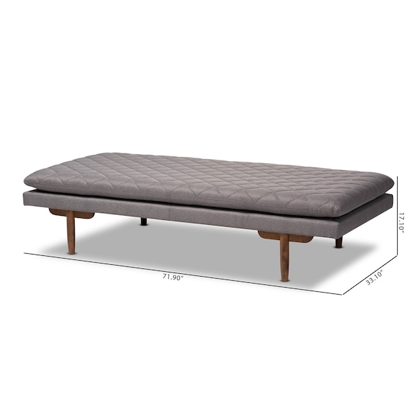 Baxton Studio Marit Mid-Century Grey Upholstered Walnut Finished Wood Daybed - 158-9617