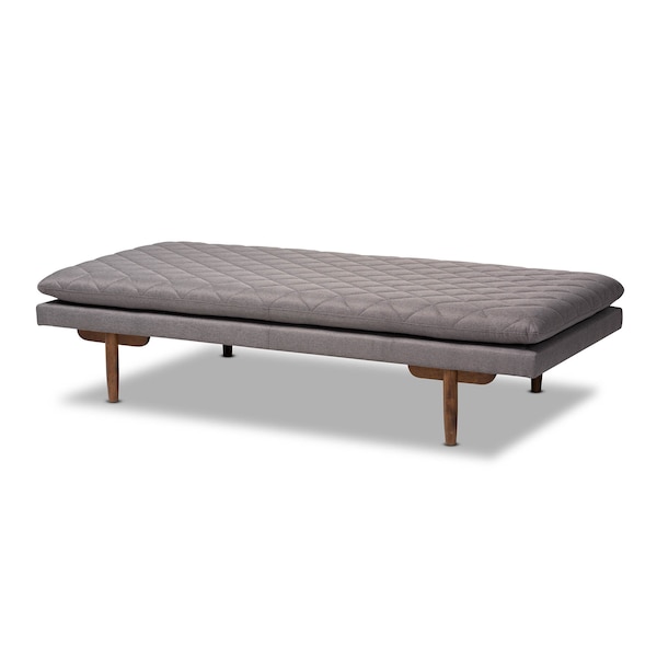 Baxton Studio Marit Mid-Century Grey Upholstered Walnut Finished Wood Daybed - 158-9617