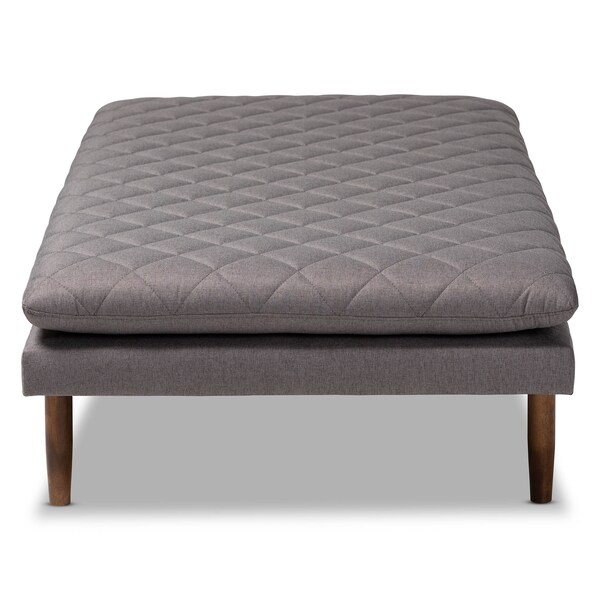 Baxton Studio Marit Mid-Century Grey Upholstered Walnut Finished Wood Daybed - 158-9617