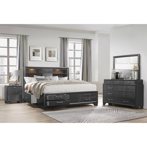 Global Furniture Usa Transitional Glam  Jordyn Grey Queen Bed Group - 2847