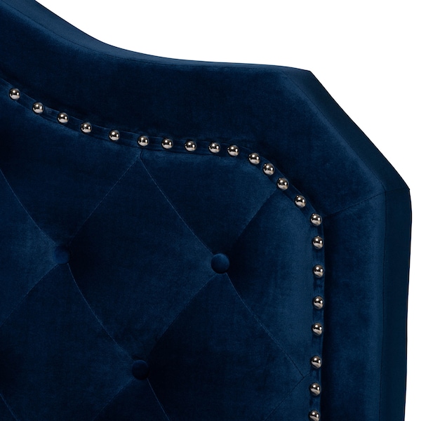 Baxton Studio Samantha Navy Blue Velvet Upholstered Queen Size Button Tufted Bed - 160-9839