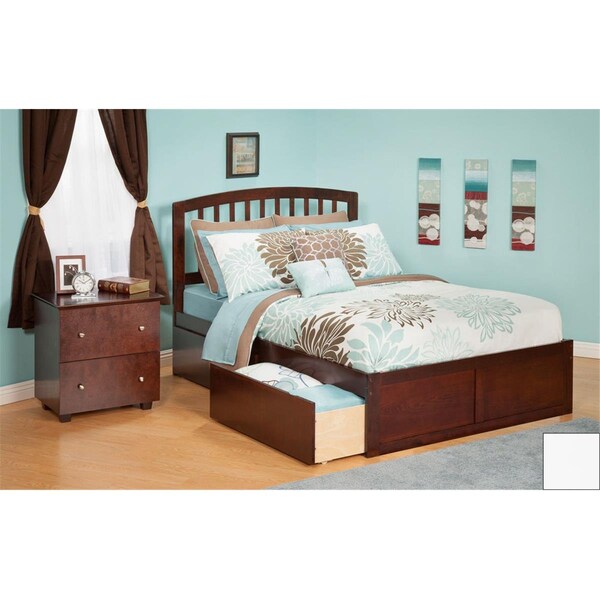 Atlantic Furniture Richmond Queen Bed with Flat Panel Footboard and Urban Bed Drawers in a White Finish - AR8842112