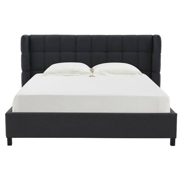 Safavieh SFV4753C-K-2-3 Emerson Grid Tufted Bed, Dark Grey - King Size - SFV4753C-K-2/3