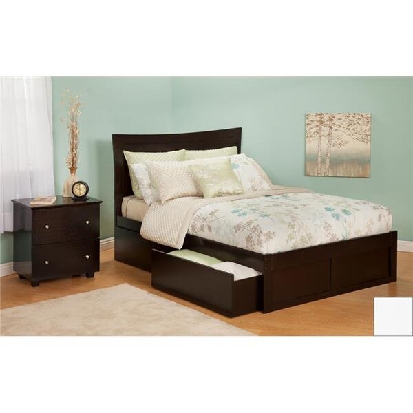 Atlantic Furniture Atlantic Furniture AR9022112 Metro Twin Bed with Flat Panel Footboard and Urban Bed Drawers in a White Finish - AR9022112