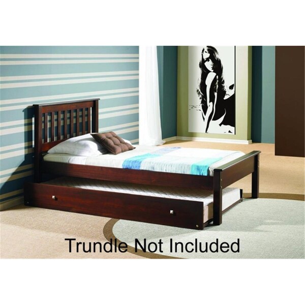 Fixturesfirst PD-500TCP Twin Size Contempo Bed & Slat-Kits Mattress Ready - Dark Cappuccino - FI3297939