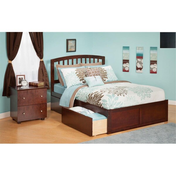 Atlantic Furniture Richmond Full Bed with Flat Panel Footboard and Urban Bed Drawers in an Espresso Finish - AR8832111
