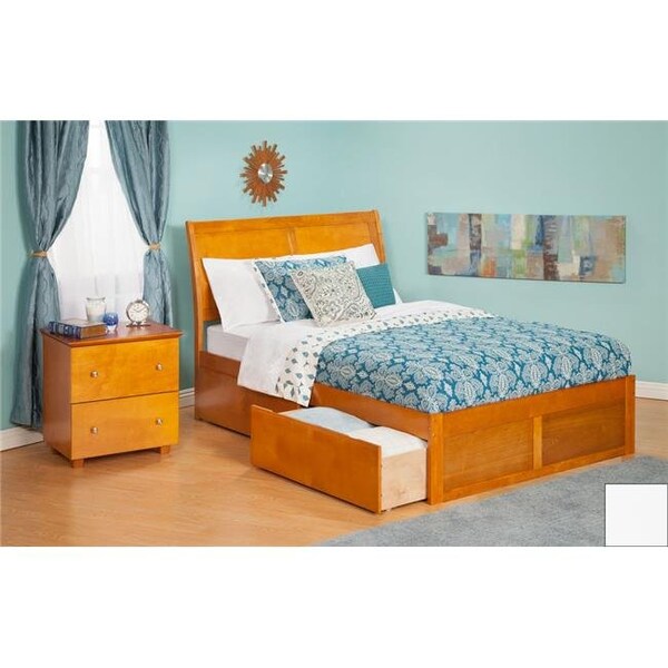 Atlantic Furniture Atlantic Furniture AR8932112 Portland Full Bed with Flat Panel Footboard and Urban Bed Drawers in a White Finish - AR8932112