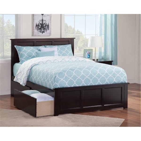 Atlantic Furniture Madison Bed with Matching Foot Board - 2 Urban Bed Drawers, Espresso - Full - AR8636111
