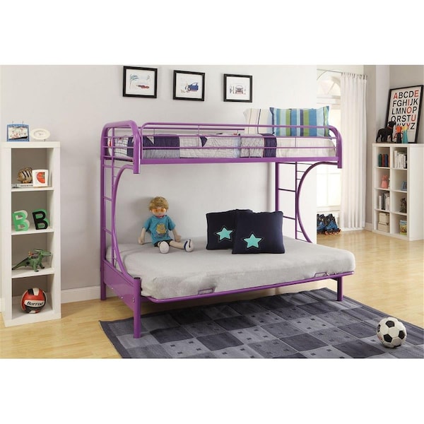 Gfancy Fixtures Purple Twin Over Full Size Futon Bunk Bed - GF3689571