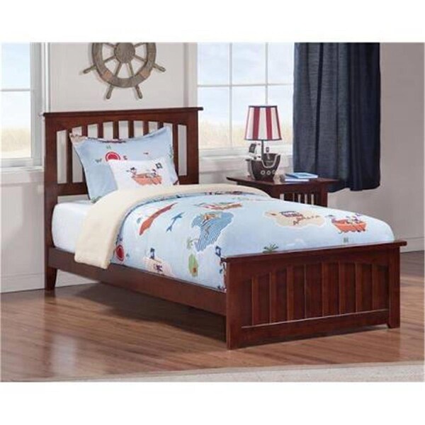Atlantic Furniture Mission Bed with Matching Footboard - Antique Walnut, Twin - AR8726034
