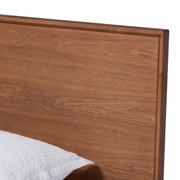 Baxton Studio Melora Mid-Century Modern Walnut Brown Finished Wood and Rattan Twin Size 3-Piece Bedroom Set - 241-11178-11179-11298-ZORO