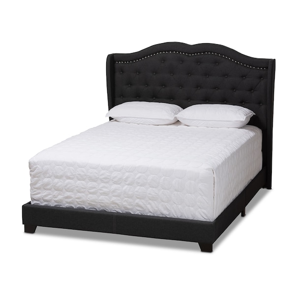 Baxton Studio Aden Modern Charcoal Grey Upholstered King Size Bed - 149-8973