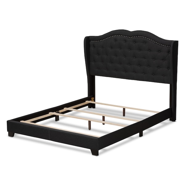 Baxton Studio Aden Modern Charcoal Grey Upholstered King Size Bed - 149-8973
