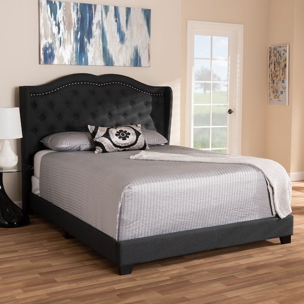 Baxton Studio Aden Modern Charcoal Grey Upholstered King Size Bed - 149-8973