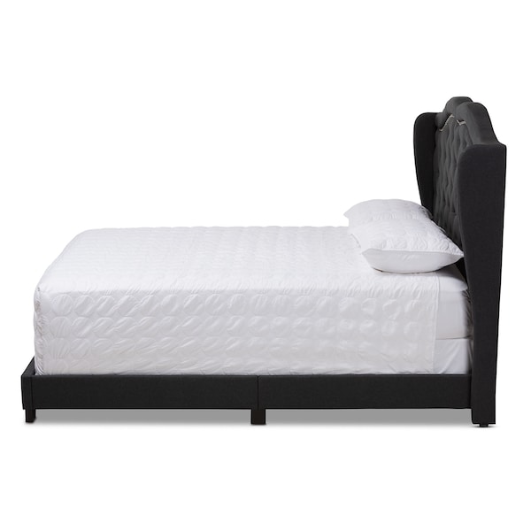 Baxton Studio Aden Modern Charcoal Grey Upholstered King Size Bed - 149-8973