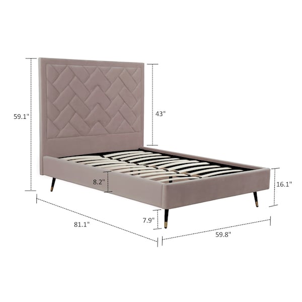 Manhattan Comfort Crosby Full- Size Bed in Blush - BD009-FL-BH