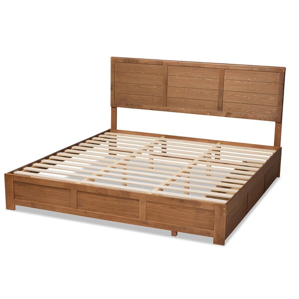 Baxton Studio Lisa Modern Ash Walnut Brown Finished Wood King Size 3-Drawer Storage Bed - 180-9427-9622-ZORO