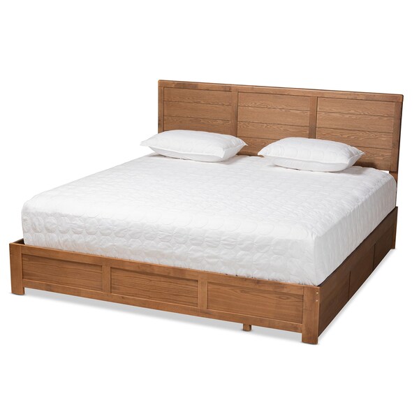 Baxton Studio Lisa Modern Ash Walnut Brown Finished Wood King Size 3-Drawer Storage Bed - 180-9427-9622-ZORO