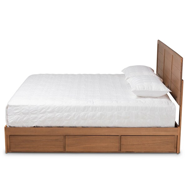 Baxton Studio Lisa Modern Ash Walnut Brown Finished Wood King Size 3-Drawer Storage Bed - 180-9427-9622-ZORO