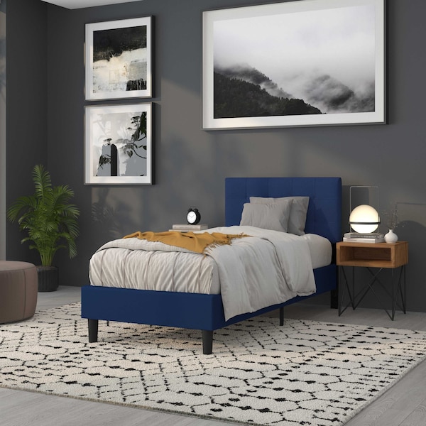 Flash Furniture Bedford Headboard, Twin Size, Navy Fabric - HG-HB1704-T-N-GG