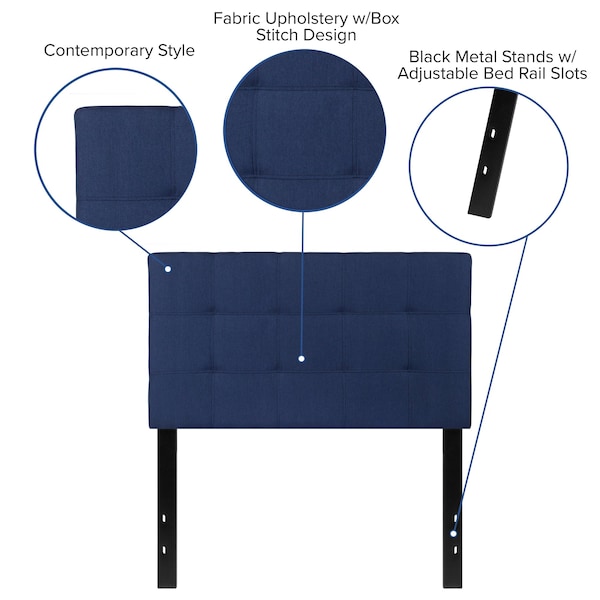 Flash Furniture Bedford Headboard, Twin Size, Navy Fabric - HG-HB1704-T-N-GG