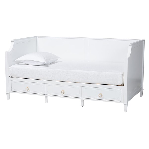 Baxton Studio Lowri Classic and Traditional White Finished Wood Twin Size 3Drawer Daybed - 222-12598-ZORO