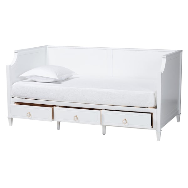 Baxton Studio Lowri Classic and Traditional White Finished Wood Twin Size 3Drawer Daybed - 222-12598-ZORO