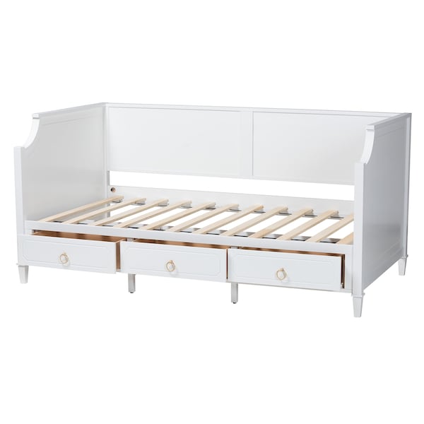 Baxton Studio Lowri Classic and Traditional White Finished Wood Twin Size 3Drawer Daybed - 222-12598-ZORO