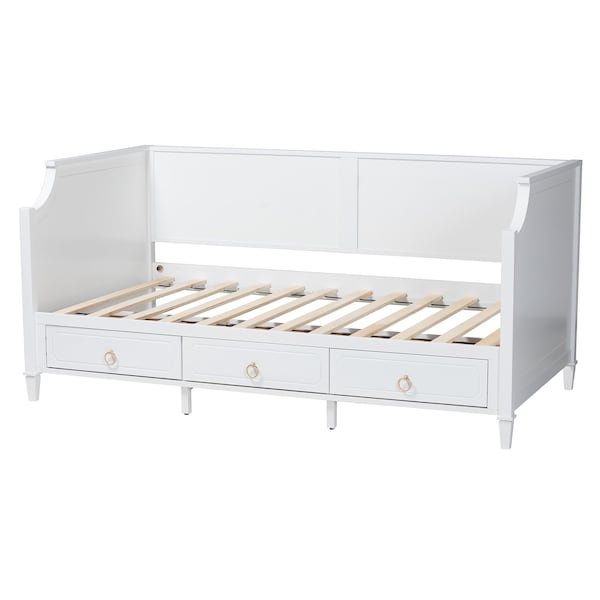 Baxton Studio Lowri Classic and Traditional White Finished Wood Twin Size 3Drawer Daybed - 222-12598-ZORO
