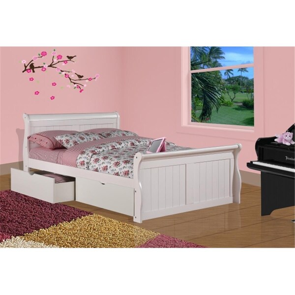 Pivot Direct Full Sleigh Bed with Dual Underbed Drawers - White - PD_325FW_505W