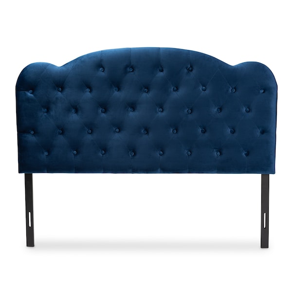 Baxton Studio Clovis ModernNavy Blue Velvet Upholstered Headboard-Queen - 198-12396-ZORO
