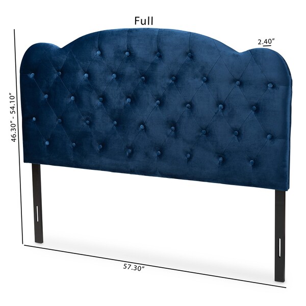 Baxton Studio Clovis ModernNavy Blue Velvet Upholstered Headboard-Queen - 198-12396-ZORO