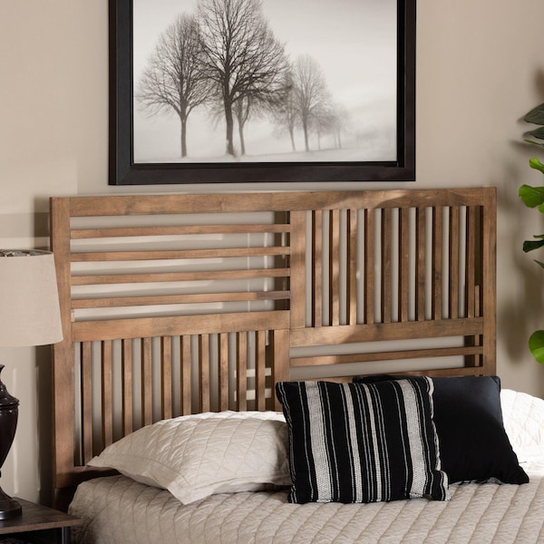Baxton Studio Adler Modern and Contemporary Transitional Ash Walnut Finished Wood Queen Size Headboard - 180-11144-ZORO