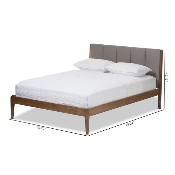 Baxton Studio Ember Light Grey and Brown Finish Wood Queen Size Platform Bed - 135-7391