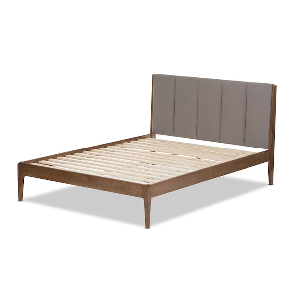 Baxton Studio Ember Light Grey and Brown Finish Wood Queen Size Platform Bed - 135-7391