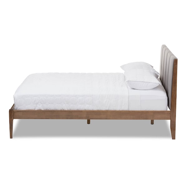 Baxton Studio Ember Light Grey and Brown Finish Wood Queen Size Platform Bed - 135-7391