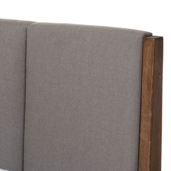Baxton Studio Ember Light Grey and Brown Finish Wood Queen Size Platform Bed - 135-7391