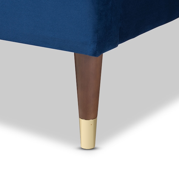 Baxton Studio Volden Blue Velvet Upholstered Full Size Wood Platform Bed Frame - 155-9465