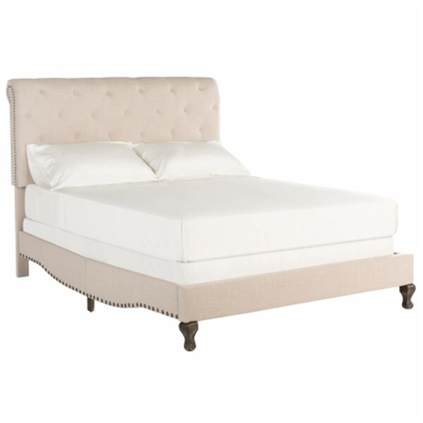 Safavieh Hathaway Full Size Upholstered Panel Bed, Beige - 52.3 x 59 x 88 in. - FOX6214A-F