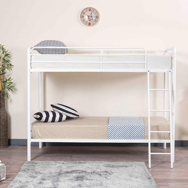 Latestluxury Twin Over Metal Bunk Bed White - Twin Size - LA2819769