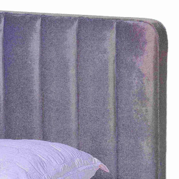 Baxton Studio Nami Modern Glam and Luxe Light Grey Velvet Fabric and Gold Finished King Size Platform Bed - 174-11183-ZORO