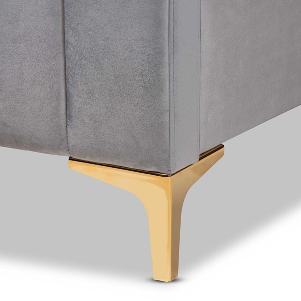 Baxton Studio Nami Modern Glam and Luxe Light Grey Velvet Fabric and Gold Finished King Size Platform Bed - 174-11183-ZORO
