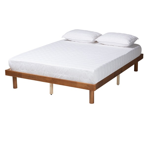 Baxton Studio Winston MidCentury Modern Walnut Brown Finished Wood Queen Size Platform Bed frame - 218-11888-ZORO