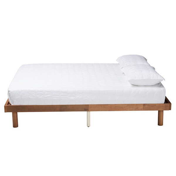 Baxton Studio Winston MidCentury Modern Walnut Brown Finished Wood Queen Size Platform Bed frame - 218-11888-ZORO