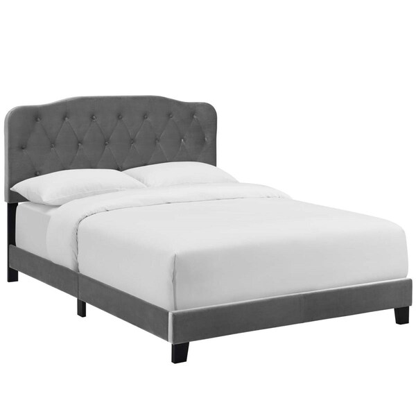 Modway Furniture Amelia Performance Velvet Bed, Gray - Queen Size - MOD-5864-GRY