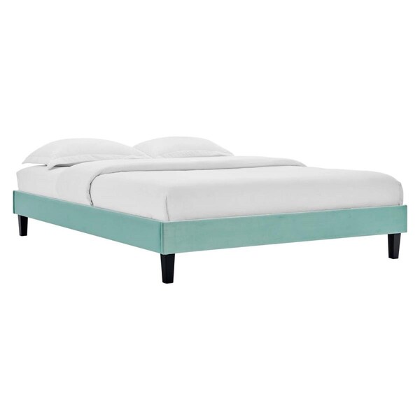 Modway Furniture Reign Performance Velvet Platform Bed Frame, Mint - Full Size - MOD-6265-MIN